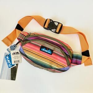 KAVU Spectator Belt Bag Rainbow Stripe Canvas Hip Fanny Pack Outdoor Retro